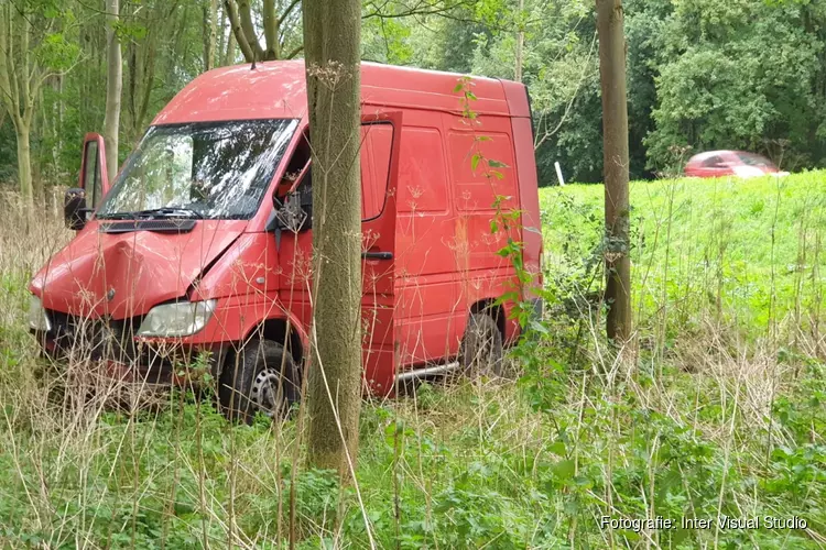Bestelbus tegen boom