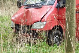 Bestelbus tegen boom
