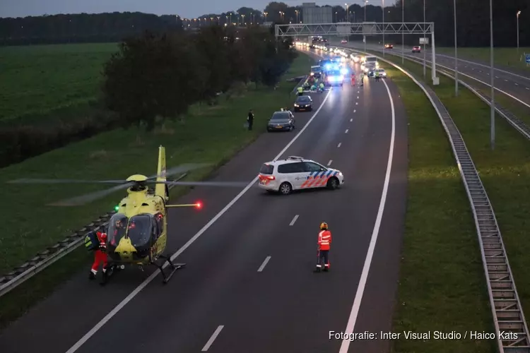 Traumaheli op snelweg A7: motorrijder naar ziekenhuis
