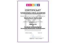Voedselbank Purmerend ontvangt opnieuw Certificaat Voedselveiligheid