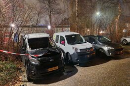 Bestelbus door brand verwoest