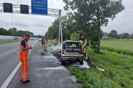 Auto op de A7 vliegt in brand na ongeval thv Zuidoostbeemster