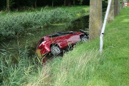 Auto te water langs Westerweg in Purmerend
