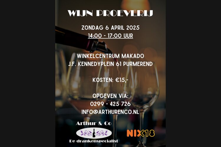 WIJNPROEVERIJ Slijterij Arthur & CO. op zondag 6 april