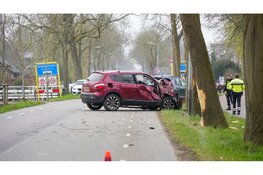 Auto total loss na botsing tegen boom in Middenbeemster