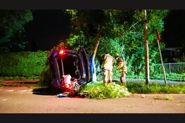 Twee gewonden nadat auto op zijkant tegen boom botst