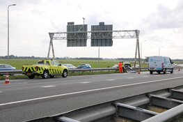 Spitsstrook-bord waait om