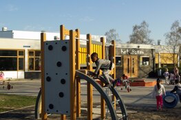 Leerlingen basisschool Het Baken gaan water drinken uit Dopper waterfles